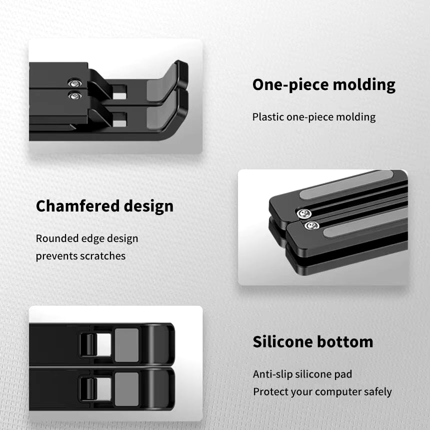 Adjustable Ergonomic Foldable Laptop Stand with Cooling Features - Notebook Support Base for Laptops and Tablets