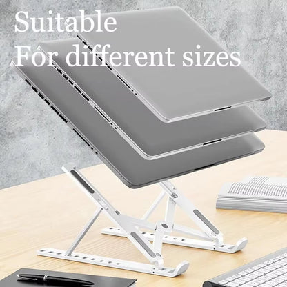 Adjustable Ergonomic Foldable Laptop Stand with Cooling Features - Notebook Support Base for Laptops and Tablets