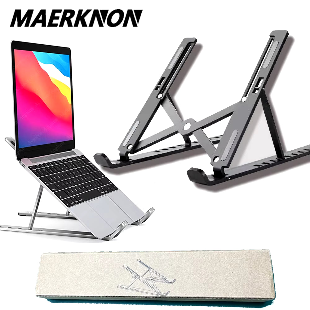 Adjustable Ergonomic Foldable Laptop Stand with Cooling Features - Notebook Support Base for Laptops and Tablets