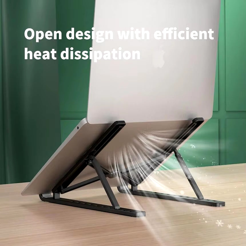 Adjustable Ergonomic Foldable Laptop Stand with Cooling Features - Notebook Support Base for Laptops and Tablets