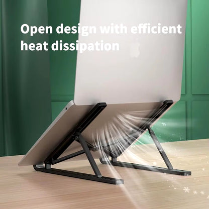 Adjustable Ergonomic Foldable Laptop Stand with Cooling Features - Notebook Support Base for Laptops and Tablets